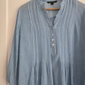 Zac & Rachel Blue And White Striped Womens Medium Blouse